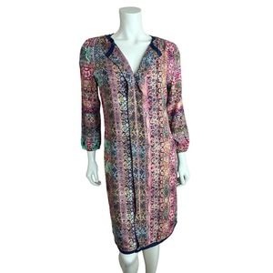 NEW Loobies Story Mojave Dress Size 10 Floral Print Split Neck 3/4 Sleeve Womens